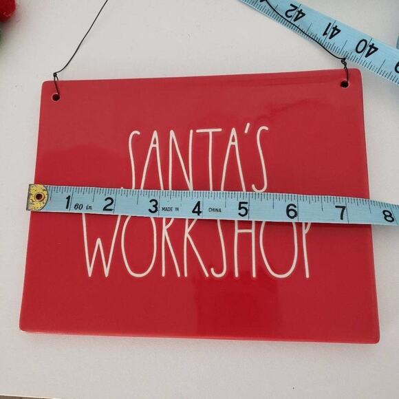 Rae Dunn Christmas Santa's Workshop Red Ceramic Sign - Picture 4 of 5